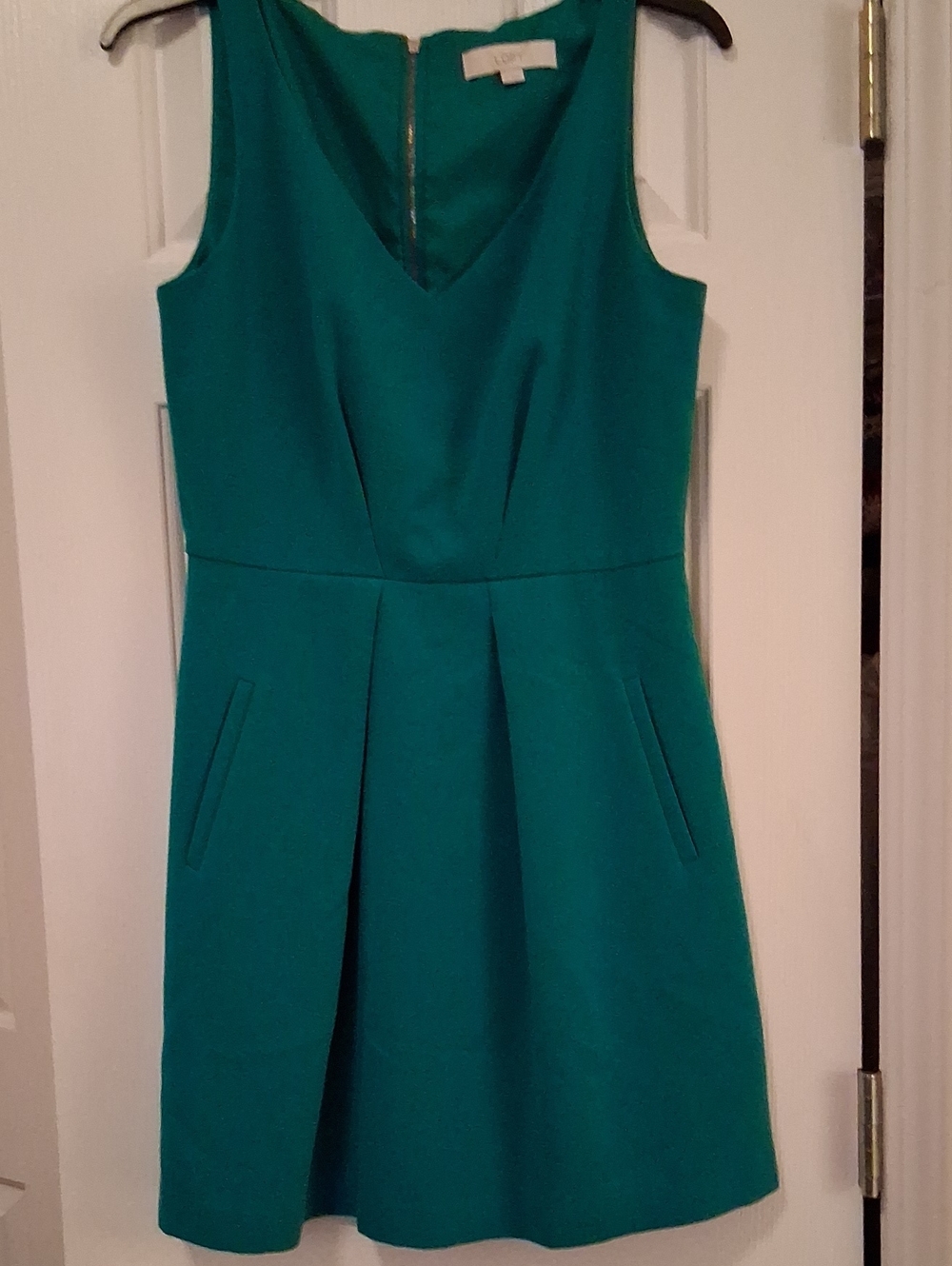 Sleeveless Teal V-Neck A-Line Dress
